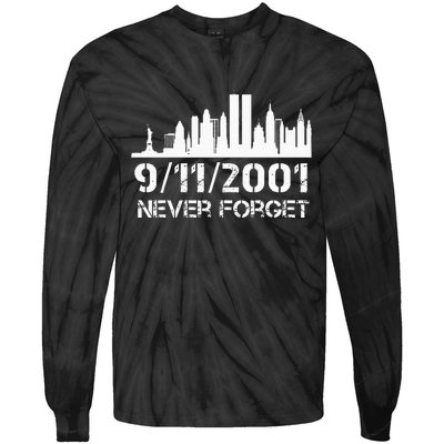 Never Forget 911 20th Anniversary Patriot Memorial Day Tie-Dye Long Sleeve Shirt