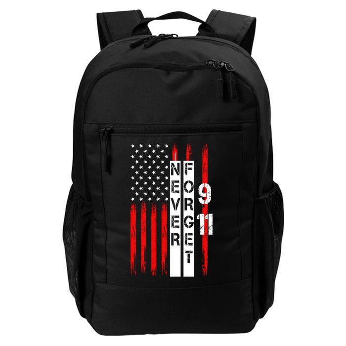 Never Forget 9 11 Nine Eleven Memorial Distressed US American Flag Backpack
