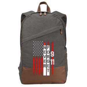 Never Forget 9 11 Nine Eleven Memorial Distressed US American Flag Cotton Canvas Backpack