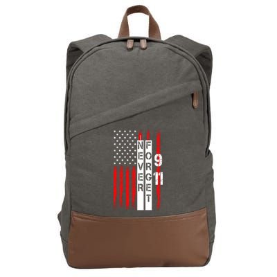 Never Forget 9 11 Nine Eleven Memorial Distressed US American Flag Cotton Canvas Backpack