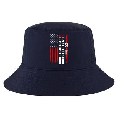 Never Forget 9 11 Nine Eleven Memorial Distressed US American Flag Cool Comfort Performance Bucket Hat