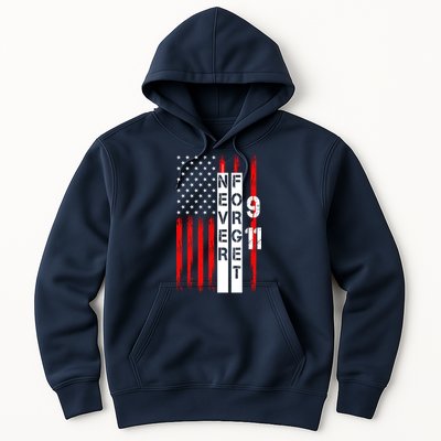 Never Forget 9 11 Nine Eleven Memorial Distressed US American Flag Hoodie
