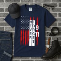 Never Forget 9 11 Nine Eleven Memorial Distressed US American Flag Tall T-Shirt