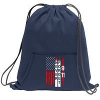 Never Forget 9 11 Nine Eleven Memorial Distressed US American Flag Sweatshirt Cinch Pack Bag