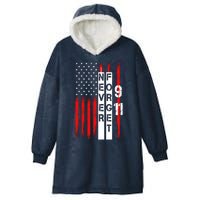 Never Forget 9 11 Nine Eleven Memorial Distressed US American Flag Hooded Wearable Blanket