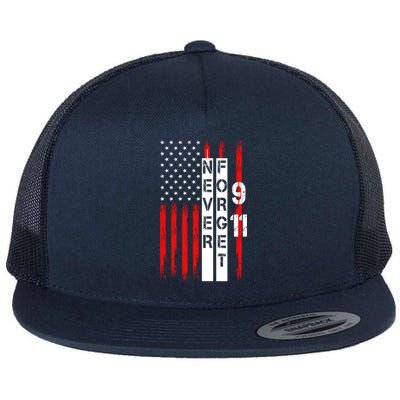 Never Forget 9 11 Nine Eleven Memorial Distressed US American Flag Flatbill Hat