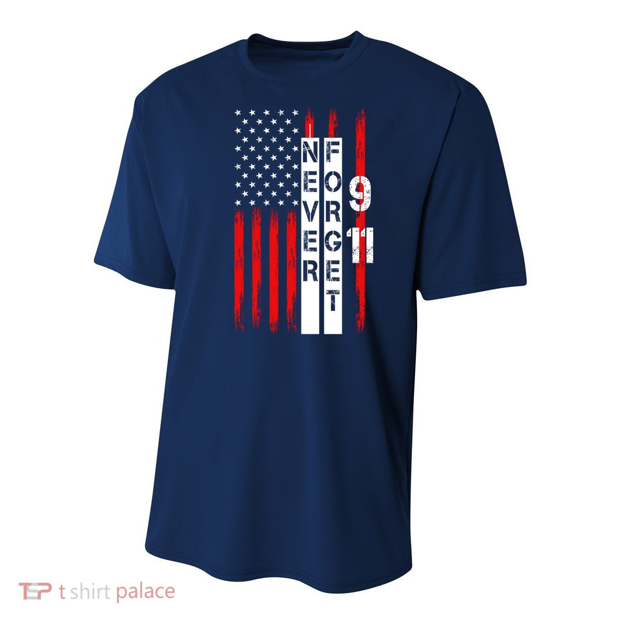 Never Forget 9 11 Nine Eleven Memorial Distressed US American Flag Youth Performance Sprint T-Shirt