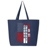 Never Forget 9 11 Nine Eleven Memorial Distressed US American Flag 25L Jumbo Tote