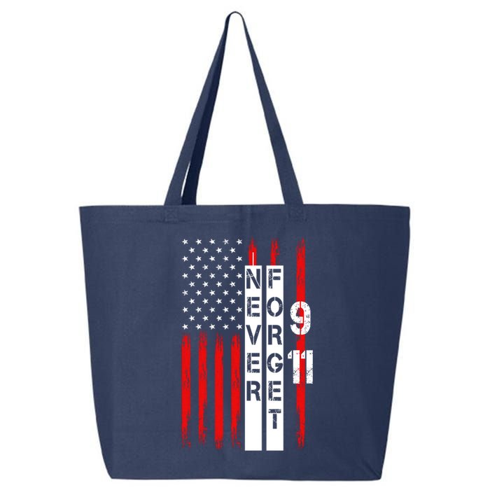 Never Forget 9 11 Nine Eleven Memorial Distressed US American Flag 25L Jumbo Tote