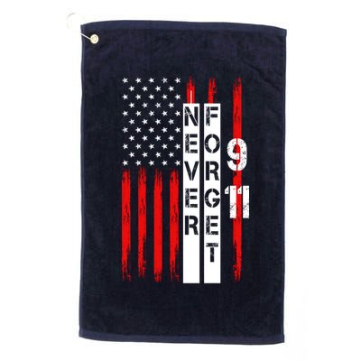 Never Forget 9 11 Nine Eleven Memorial Distressed US American Flag Golf Towel