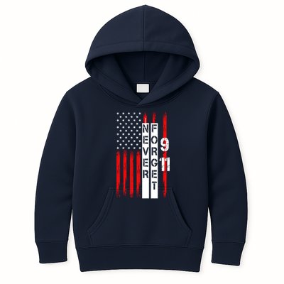 Never Forget 9 11 Nine Eleven Memorial Distressed US American Flag Kids Hoodie