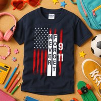 Never Forget 9 11 Nine Eleven Memorial Distressed US American Flag Kids T-Shirt