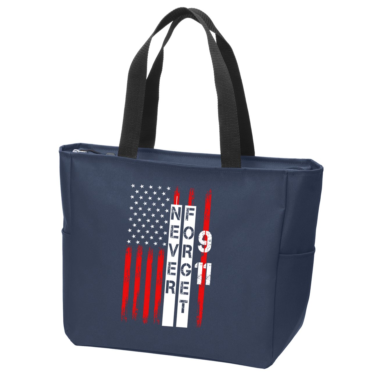 Never Forget 9 11 Nine Eleven Memorial Distressed US American Flag Zip Tote Bag