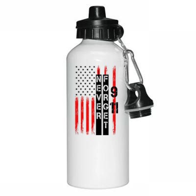 Never Forget 9 11 Nine Eleven Memorial Distressed US American Flag Aluminum Water Bottle