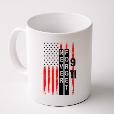 Never Forget 9 11 Nine Eleven Memorial Distressed US American Flag Coffee Mug