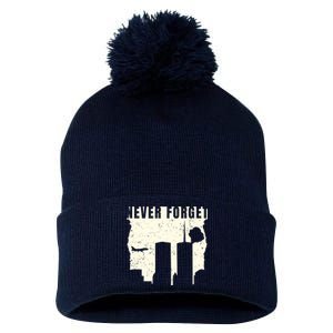 Never Forget 9.11 Patriot Day Pom Pom 12in Knit Beanie