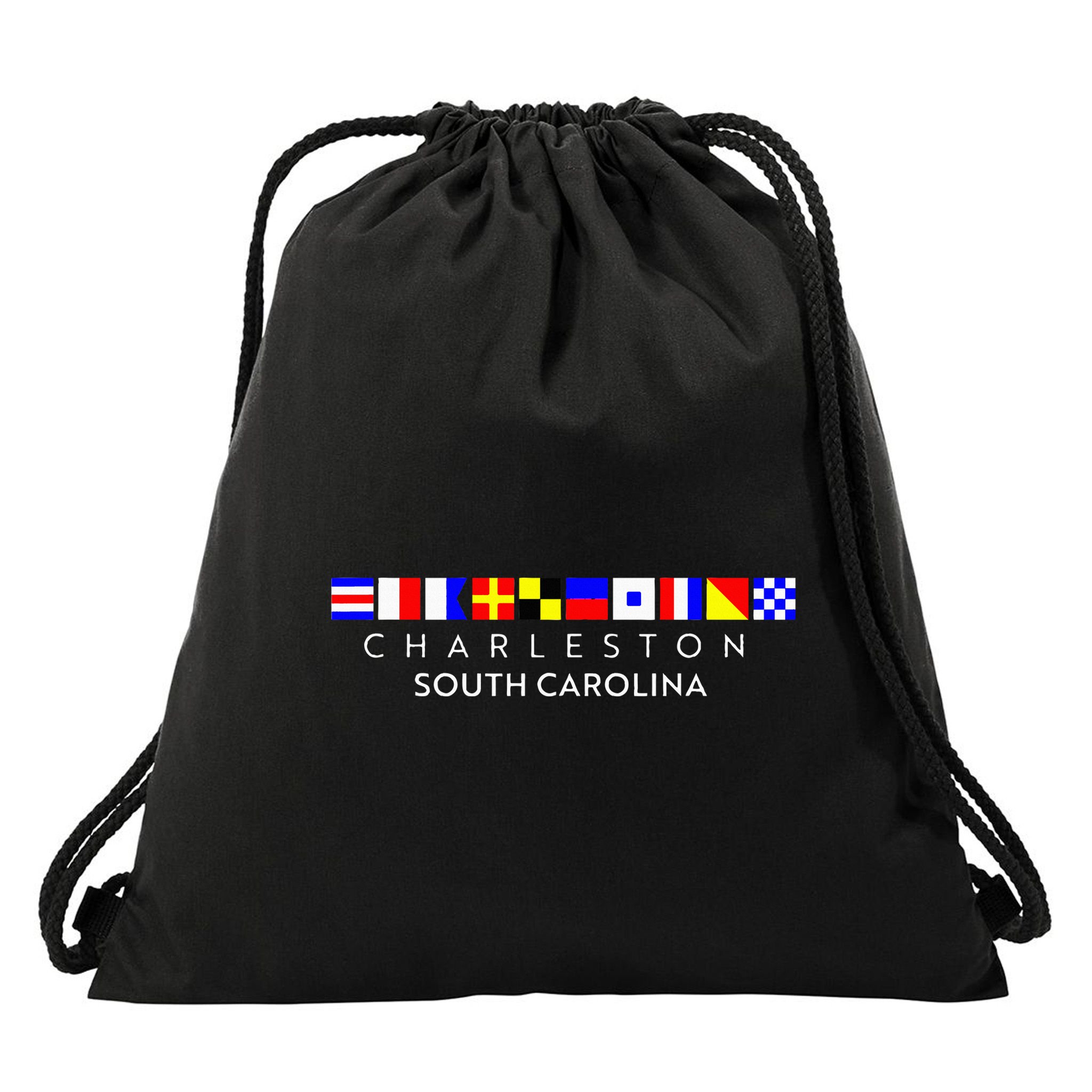 Nautical Flag Alphabet Gift Charleston South Carolina Drawstring Bag