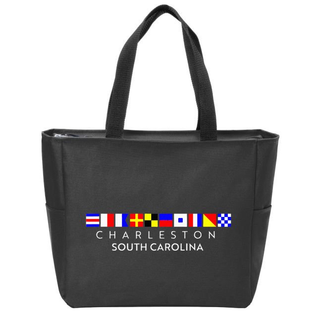 Nautical Flag Alphabet Gift Charleston South Carolina Zip Tote Bag