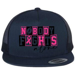 Nobody Fights Alone Breast Cancer Awareness Flat Bill Trucker Hat