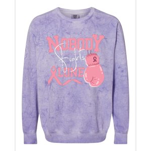 Nobody Fight Alone | Breast Cancer Awareness Colorblast Crewneck Sweatshirt