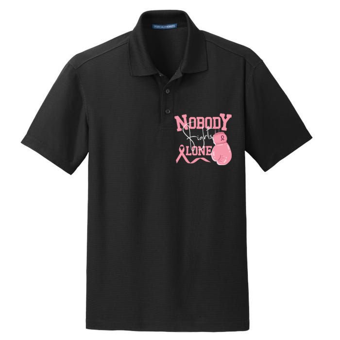 Nobody Fight Alone | Breast Cancer Awareness Dry Zone Grid Polo