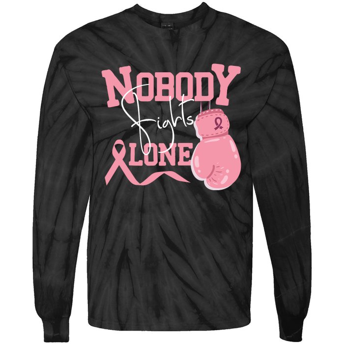 Nobody Fight Alone | Breast Cancer Awareness Tie-Dye Long Sleeve Shirt