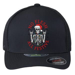 No Flesh All Festive Christmas Skeleton Xmas Flexfit Unipanel Trucker Cap