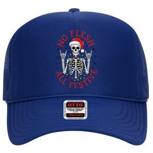 No Flesh All Festive Christmas Skeleton Xmas High Crown Mesh Back Trucker Hat