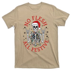 No Flesh All Festive Christmas Skeleton Xmas T-Shirt