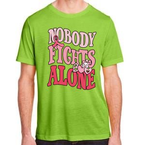 Nobody Fights Alone Breast Cancer Awareness Retro Groovy Adult ChromaSoft Performance T-Shirt