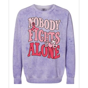 Nobody Fights Alone Breast Cancer Awareness Retro Groovy Colorblast Crewneck Sweatshirt