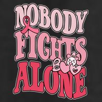 Nobody Fights Alone Breast Cancer Awareness Retro Groovy 7 Panel Mesh Trucker Snapback Hat