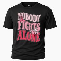 Nobody Fights Alone Breast Cancer Awareness Retro Groovy Cooling Performance Crew T-Shirt