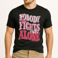 Nobody Fights Alone Breast Cancer Awareness Retro Groovy Cooling Performance Crew T-Shirt