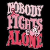 Nobody Fights Alone Breast Cancer Awareness Retro Groovy Cooling Performance Crew T-Shirt