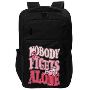 Nobody Fights Alone Breast Cancer Awareness Retro Groovy Impact Tech Backpack