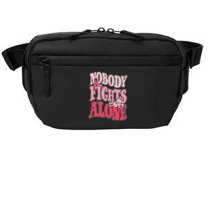 Nobody Fights Alone Breast Cancer Awareness Retro Groovy Crossbody Pack