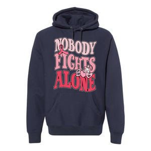 Nobody Fights Alone Breast Cancer Awareness Retro Groovy Premium Hoodie