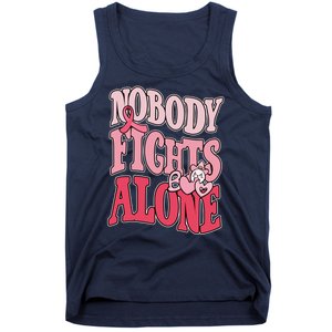 Nobody Fights Alone Breast Cancer Awareness Retro Groovy Tank Top