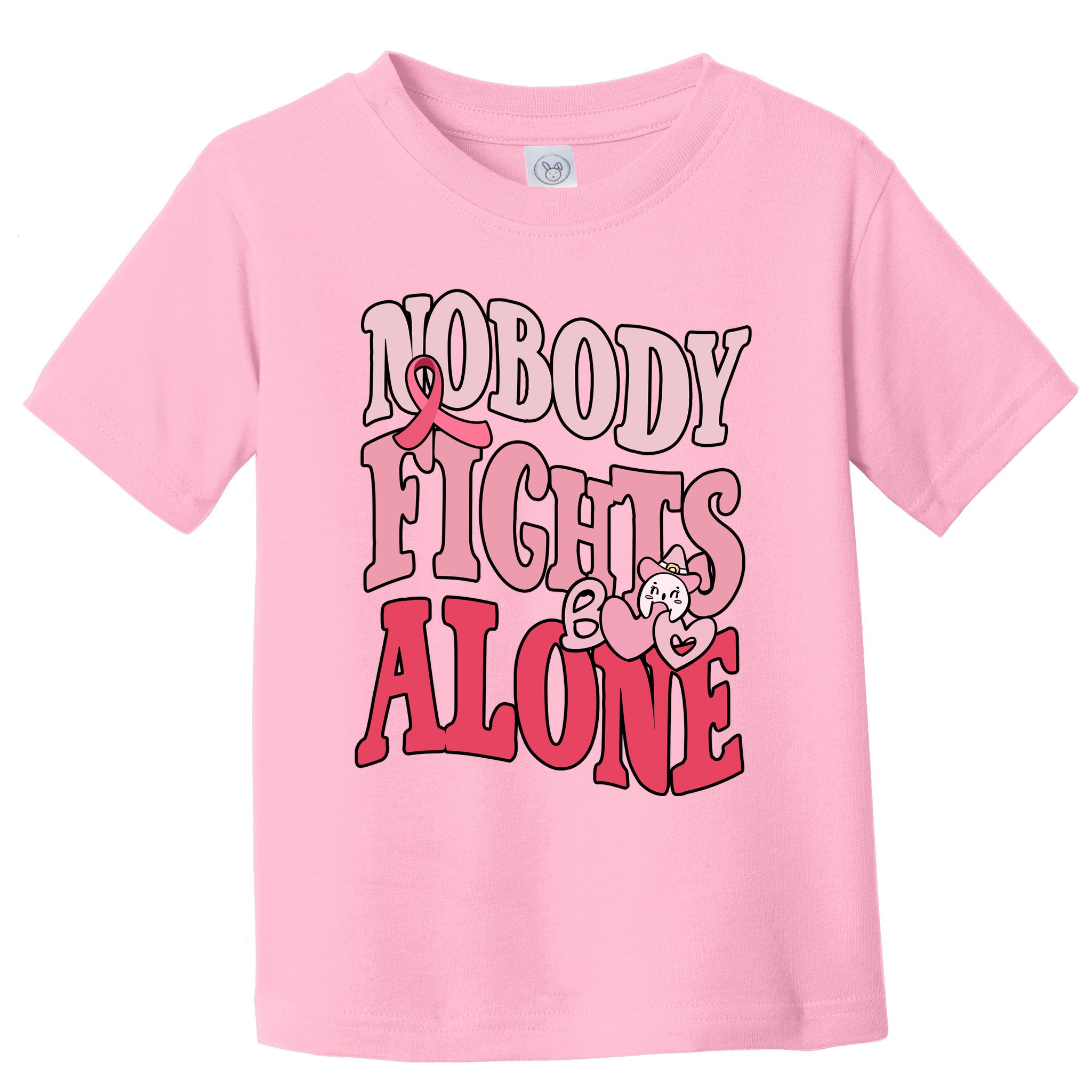 Nobody Fights Alone Breast Cancer Awareness Retro Groovy Toddler T-Shirt