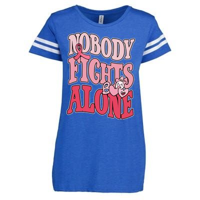 Nobody Fights Alone Breast Cancer Awareness Retro Groovy Enza Ladies Jersey Football T-Shirt