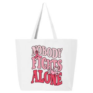 Nobody Fights Alone Breast Cancer Awareness Retro Groovy 25L Jumbo Tote