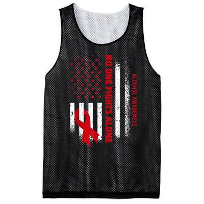 Nobody Fights Alcohol Alone USA Flag Red Ribbon Mesh Reversible Basketball Jersey Tank