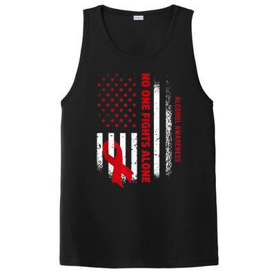 Nobody Fights Alcohol Alone USA Flag Red Ribbon PosiCharge Competitor Tank