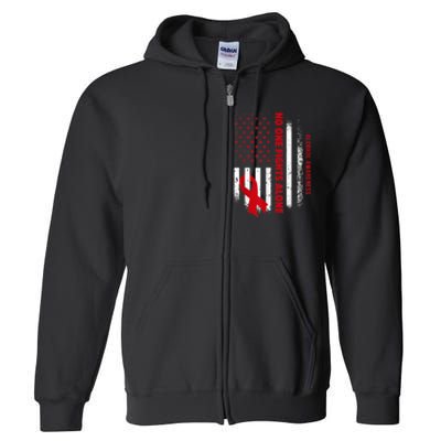 Nobody Fights Alcohol Alone USA Flag Red Ribbon Full Zip Hoodie