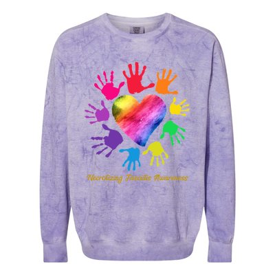 Necrotizing Fasciitis Awareness Hands Gift Colorblast Crewneck Sweatshirt