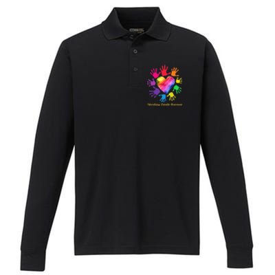 Necrotizing Fasciitis Awareness Hands Gift Performance Long Sleeve Polo