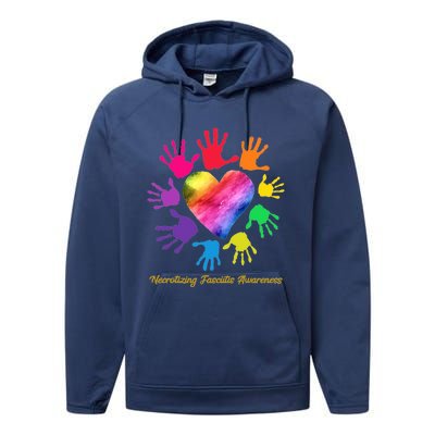 Necrotizing Fasciitis Awareness Hands Gift Performance Fleece Hoodie