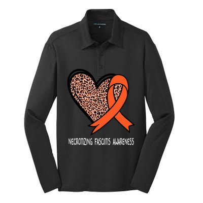 Necrotizing Fasciitis Awareness Orange Ribbon Cute Gift Silk Touch Performance Long Sleeve Polo