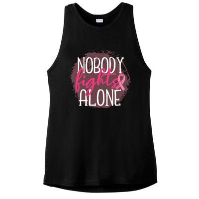 Nobody Fights Alone Breast Cancer Gift Ladies PosiCharge Tri-Blend Wicking Tank